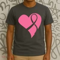 Breast Cancer Ribbon Heart T-Shirt thumb 3