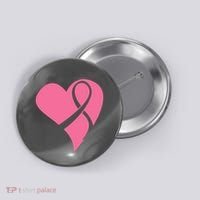 Breast Cancer Ribbon Heart Button thumb 0
