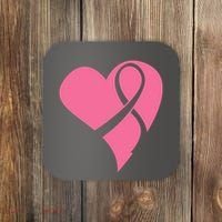 Breast Cancer Ribbon Heart Coaster thumb 0