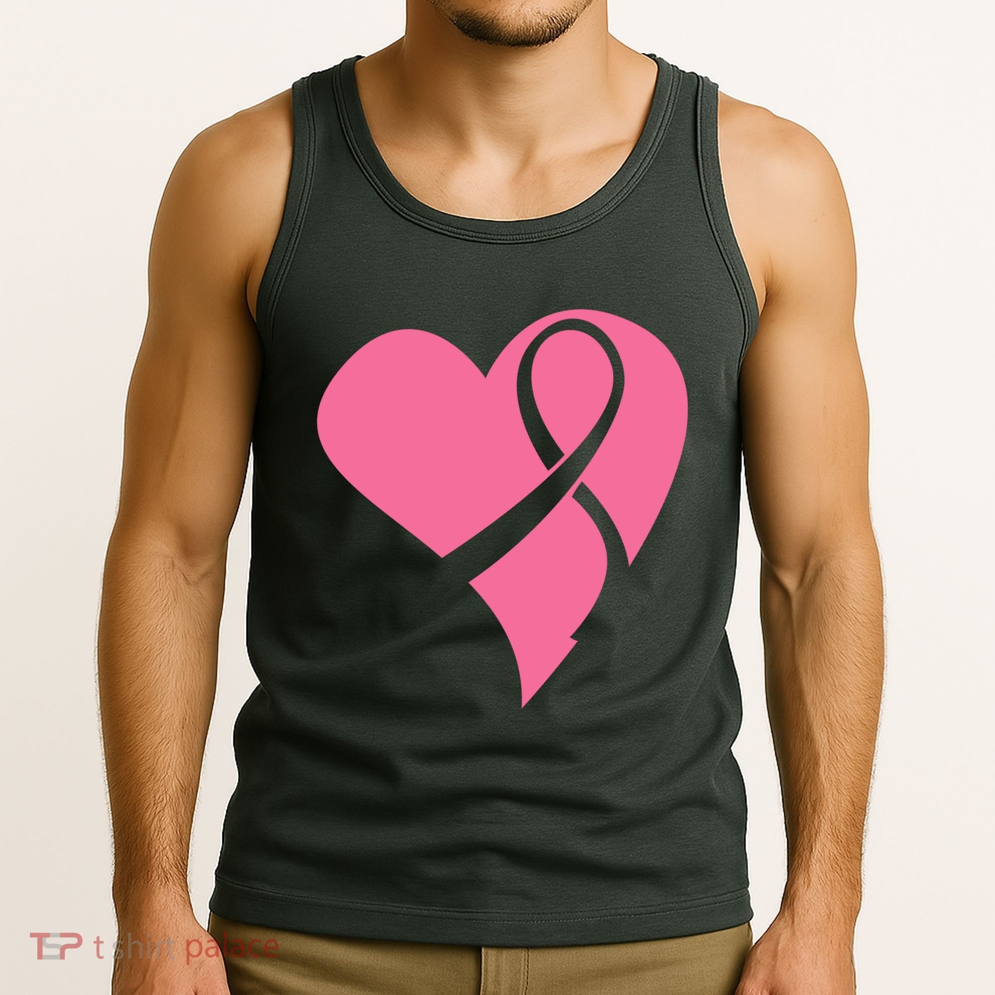 Breast Cancer Ribbon Heart Tank Top