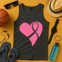 Breast Cancer Ribbon Heart Tank Top thumb 4