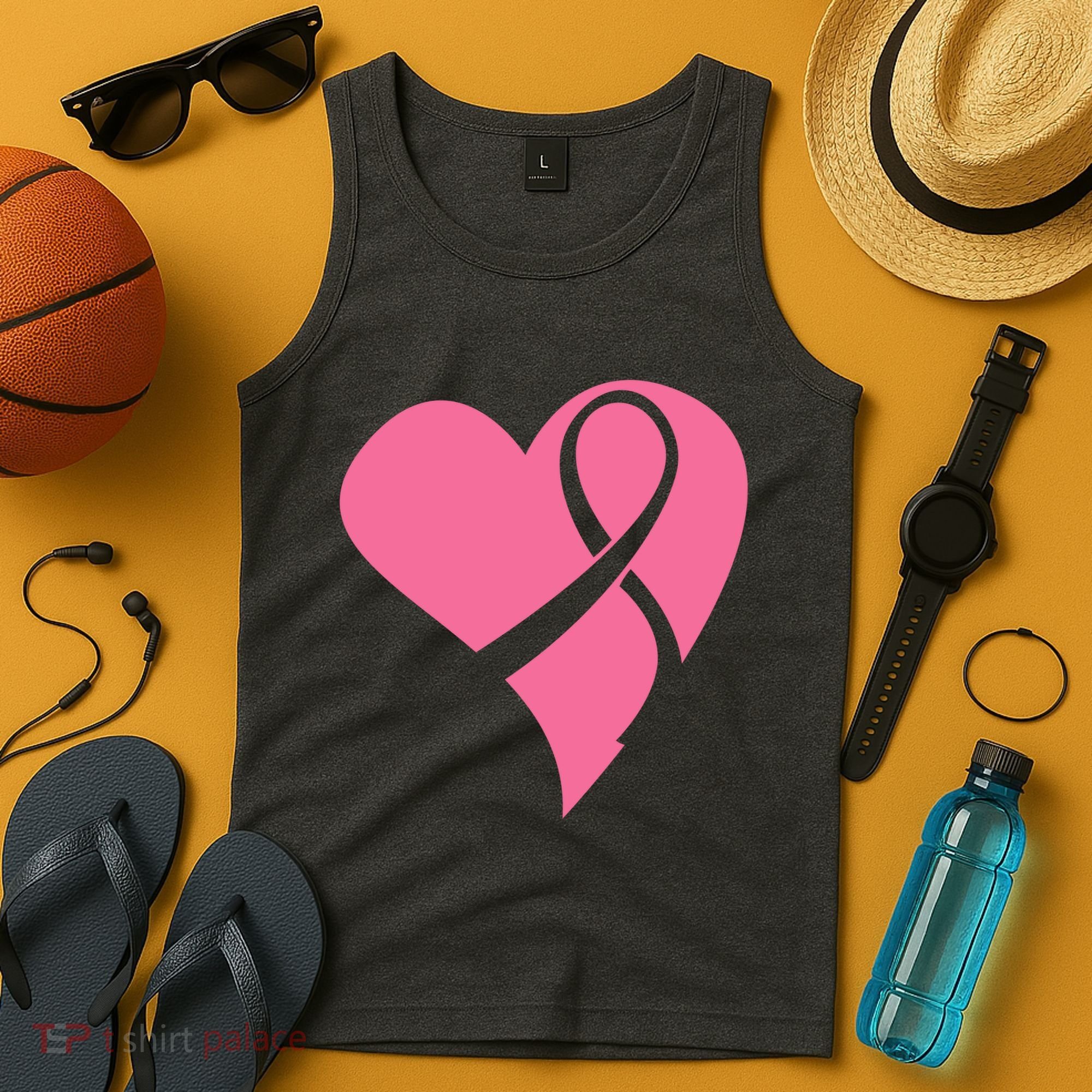 Breast Cancer Ribbon Heart Tank Top