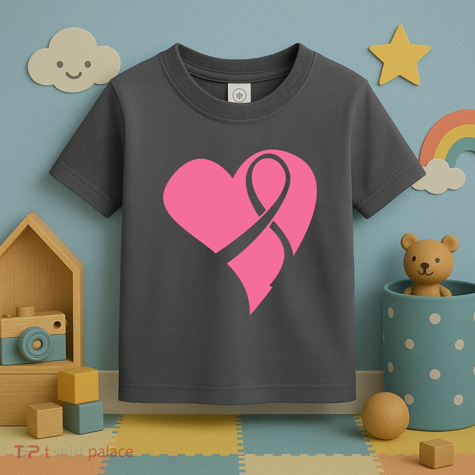 Breast Cancer Ribbon Heart Toddler T-Shirt