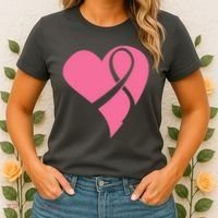 Breast Cancer Ribbon Heart Women's T-Shirt thumb 2