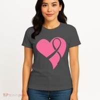 Breast Cancer Ribbon Heart Women's T-Shirt thumb 4