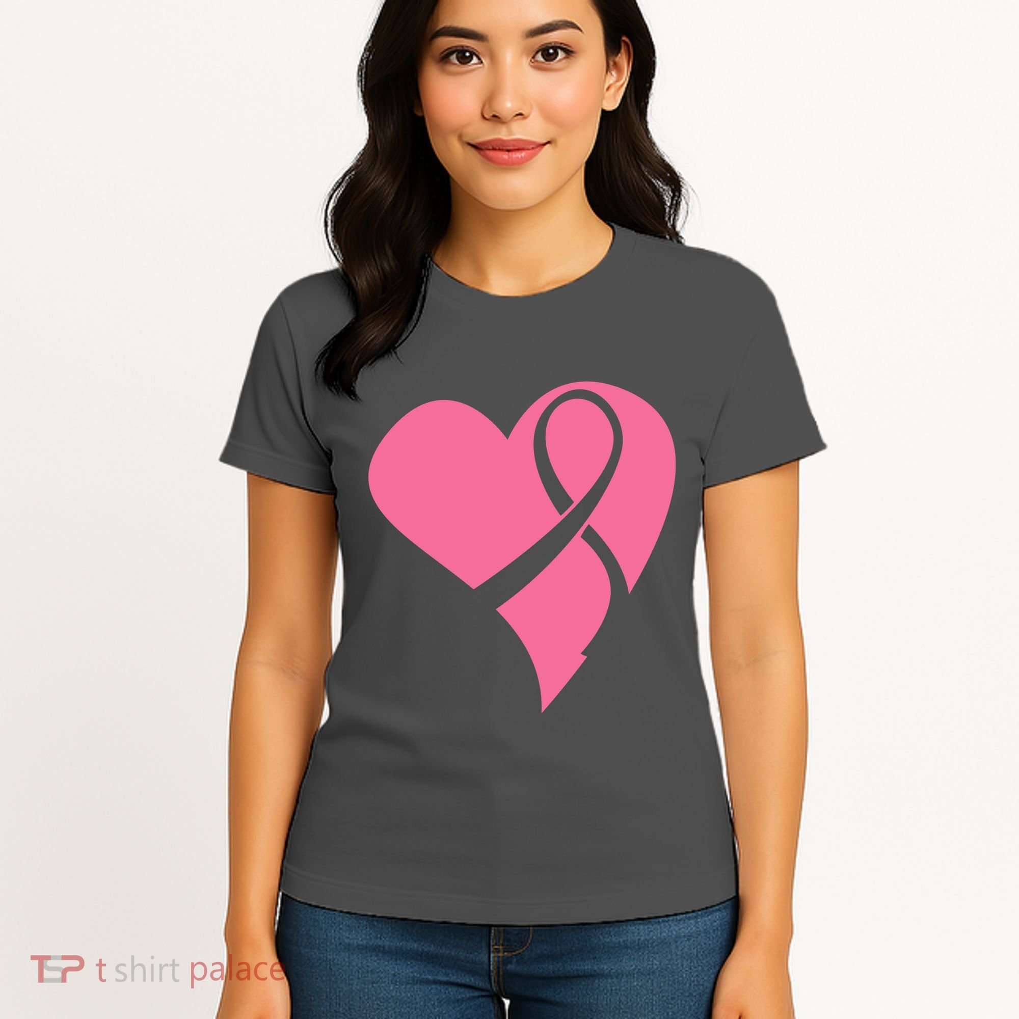 Breast Cancer Ribbon Heart Women's T-Shirt