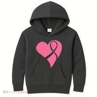Breast Cancer Ribbon Heart Kids Hoodie thumb 0
