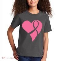 Breast Cancer Ribbon Heart Kids T-Shirt thumb 2