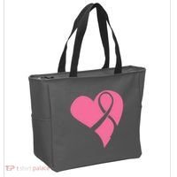Breast Cancer Ribbon Heart Tote Bag thumb 2