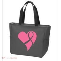 Breast Cancer Ribbon Heart Tote Bag thumb 3
