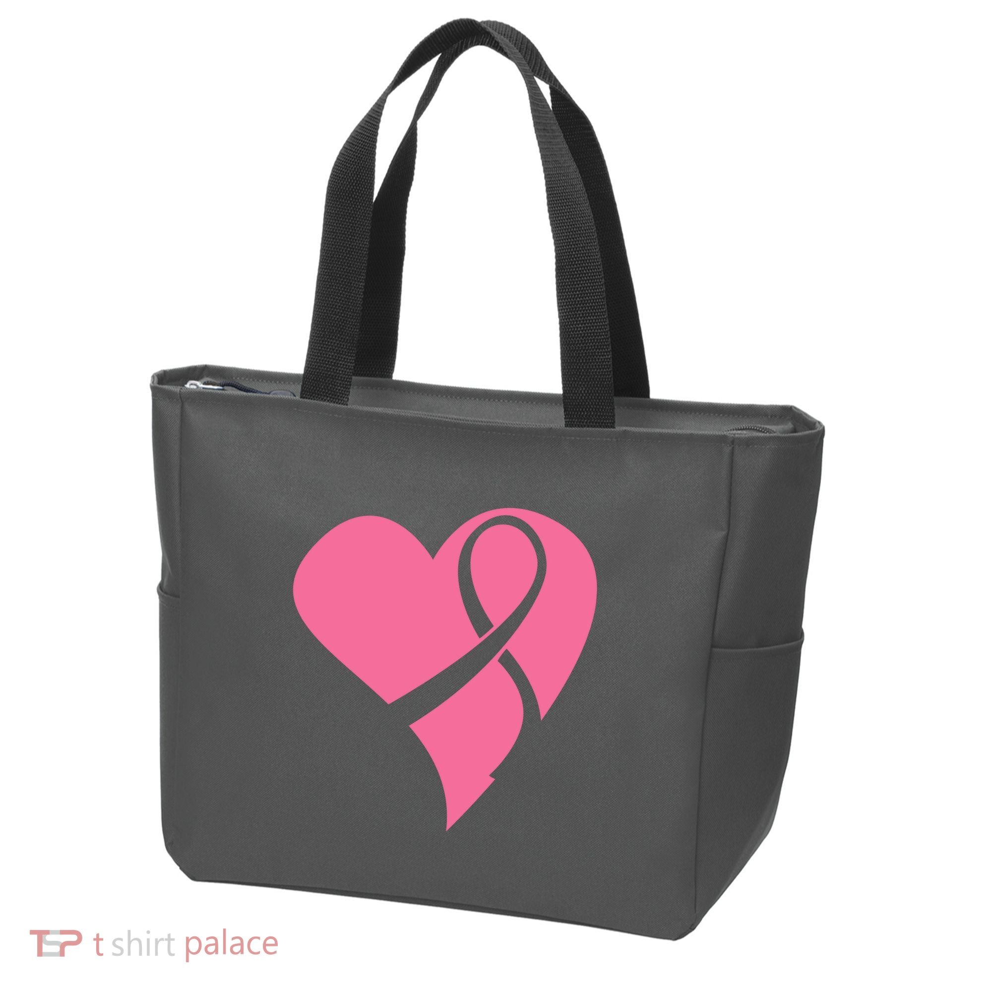 Breast Cancer Ribbon Heart Tote Bag