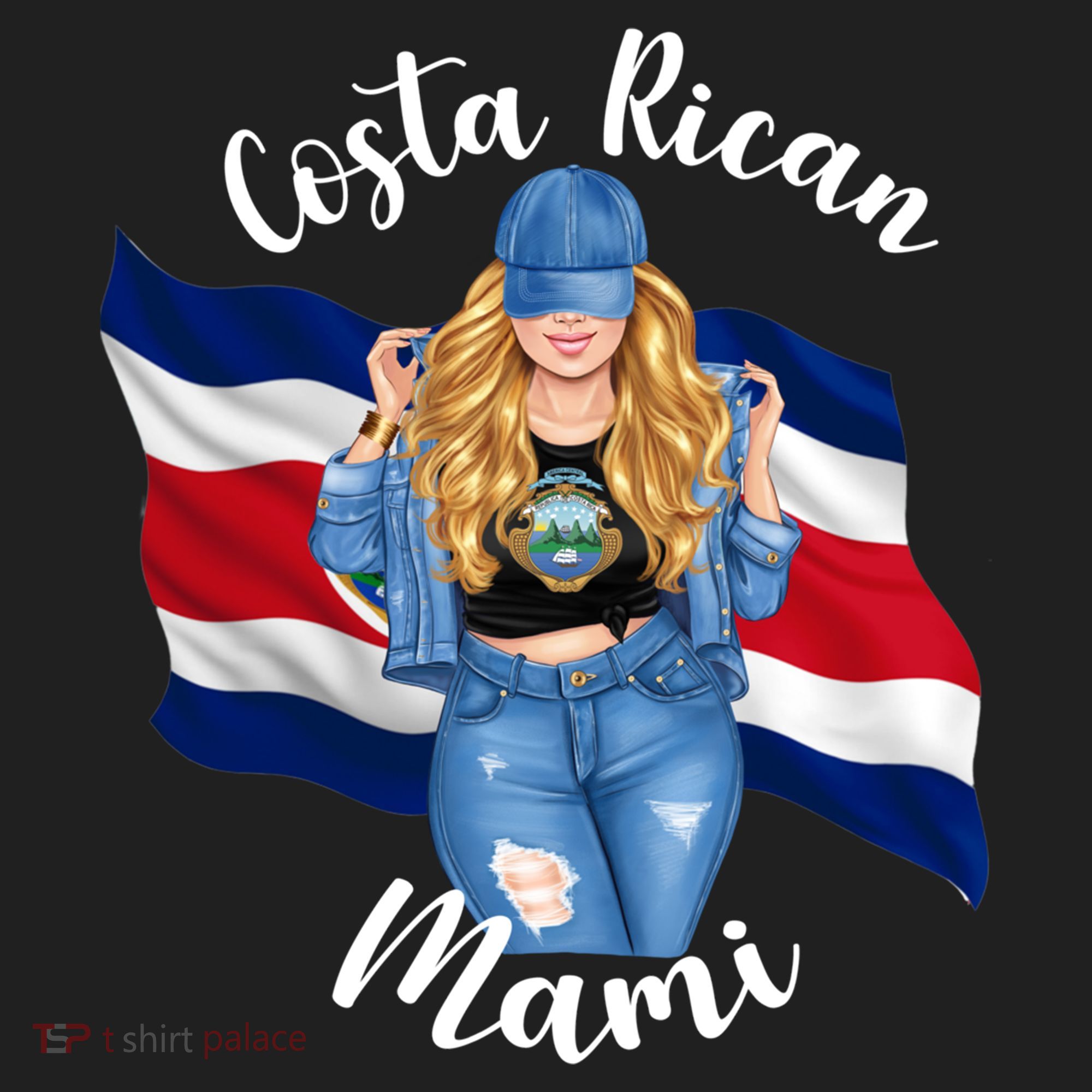Blonde Costa Rican Mami Flag Emblem Costa Rico Queen Mom Cool Gift Beanie