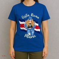 Blonde Costa Rican Mami Flag Emblem Costa Rico Queen Mom Cool Gift T-Shirt thumb 4