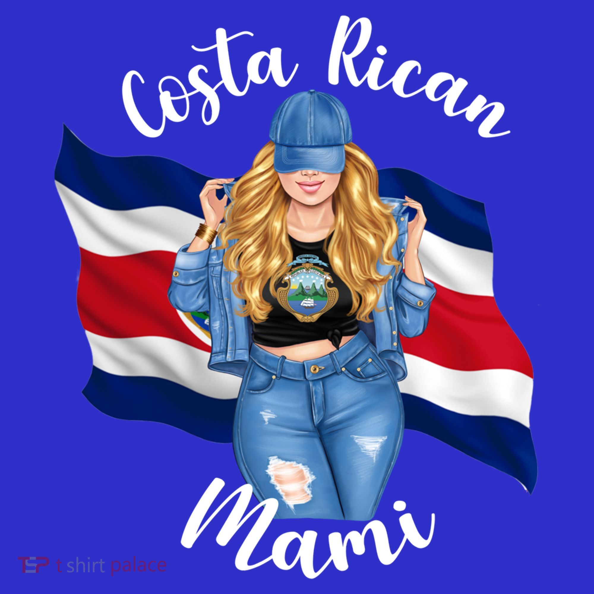 Blonde Costa Rican Mami Flag Emblem Costa Rico Queen Mom Cool Gift Baby Bodysuit