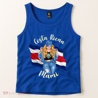 Blonde Costa Rican Mami Flag Emblem Costa Rico Queen Mom Cool Gift Tank Top thumb 2