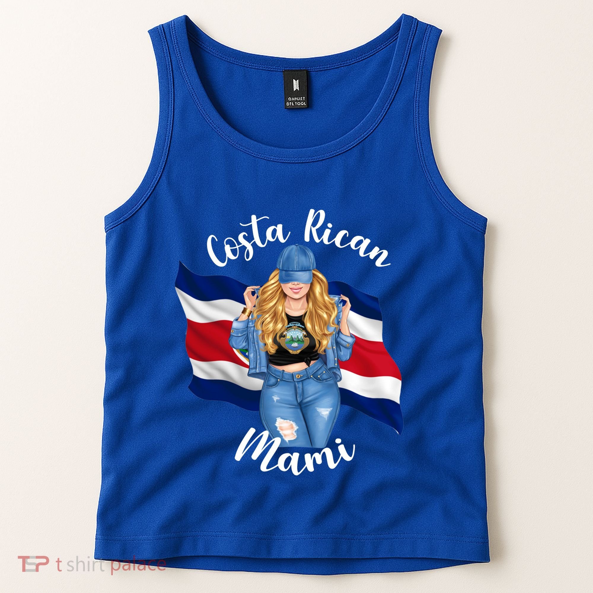 Blonde Costa Rican Mami Flag Emblem Costa Rico Queen Mom Cool Gift Tank Top