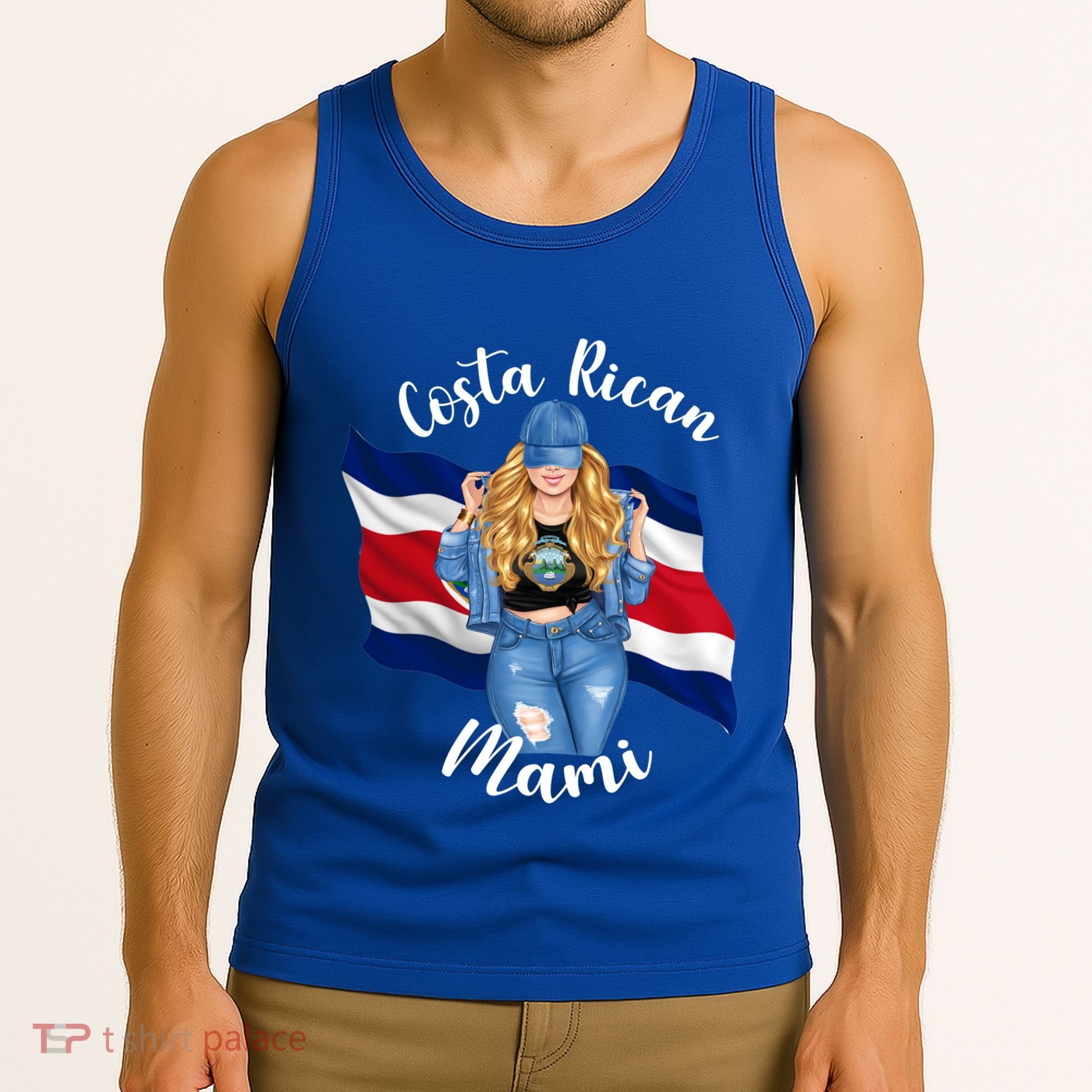 Blonde Costa Rican Mami Flag Emblem Costa Rico Queen Mom Cool Gift Tank Top