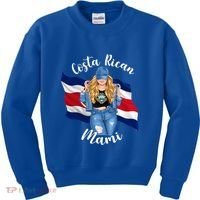 Blonde Costa Rican Mami Flag Emblem Costa Rico Queen Mom Cool Gift Kids Sweatshirt thumb 0