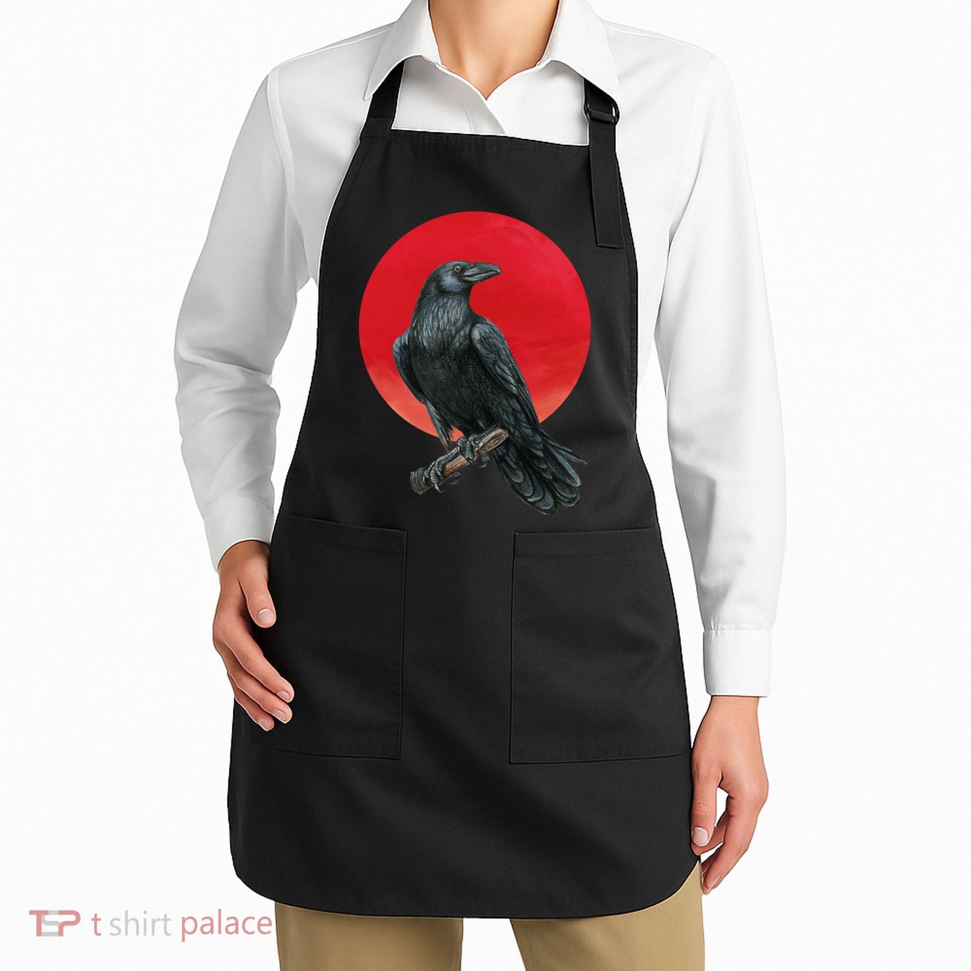 Black Crow Red Moon Apron