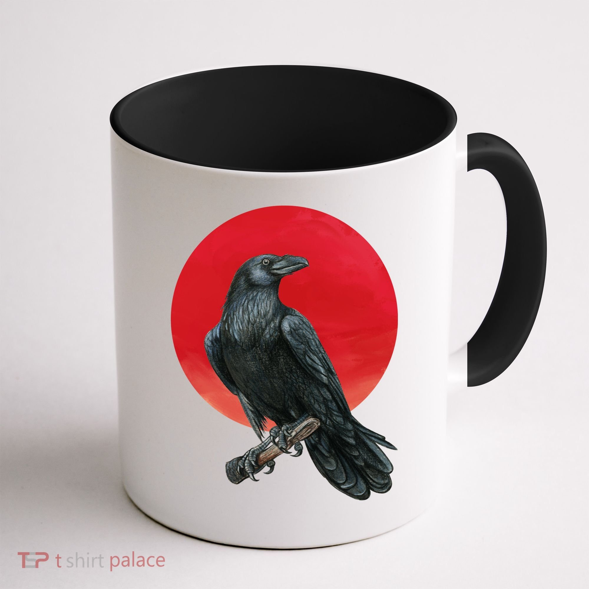 Black Crow Red Moon Coffee Mug