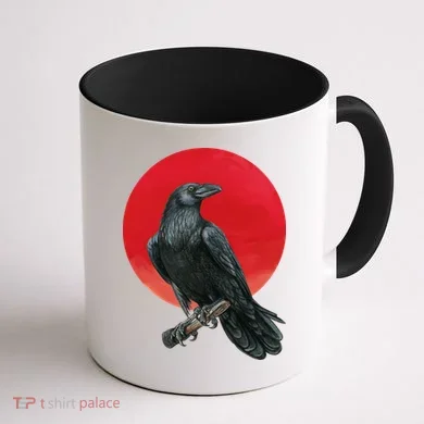 Black Crow Red Moon Coffee Mug back