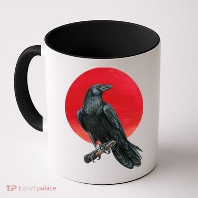 Black Crow Red Moon Coffee Mug