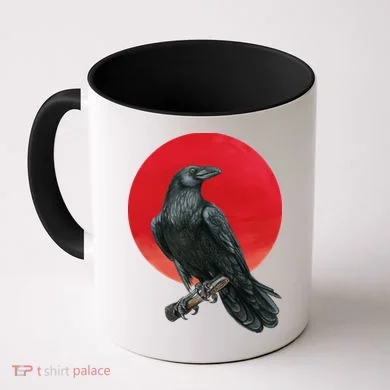 Black Crow Red Moon Coffee Mug