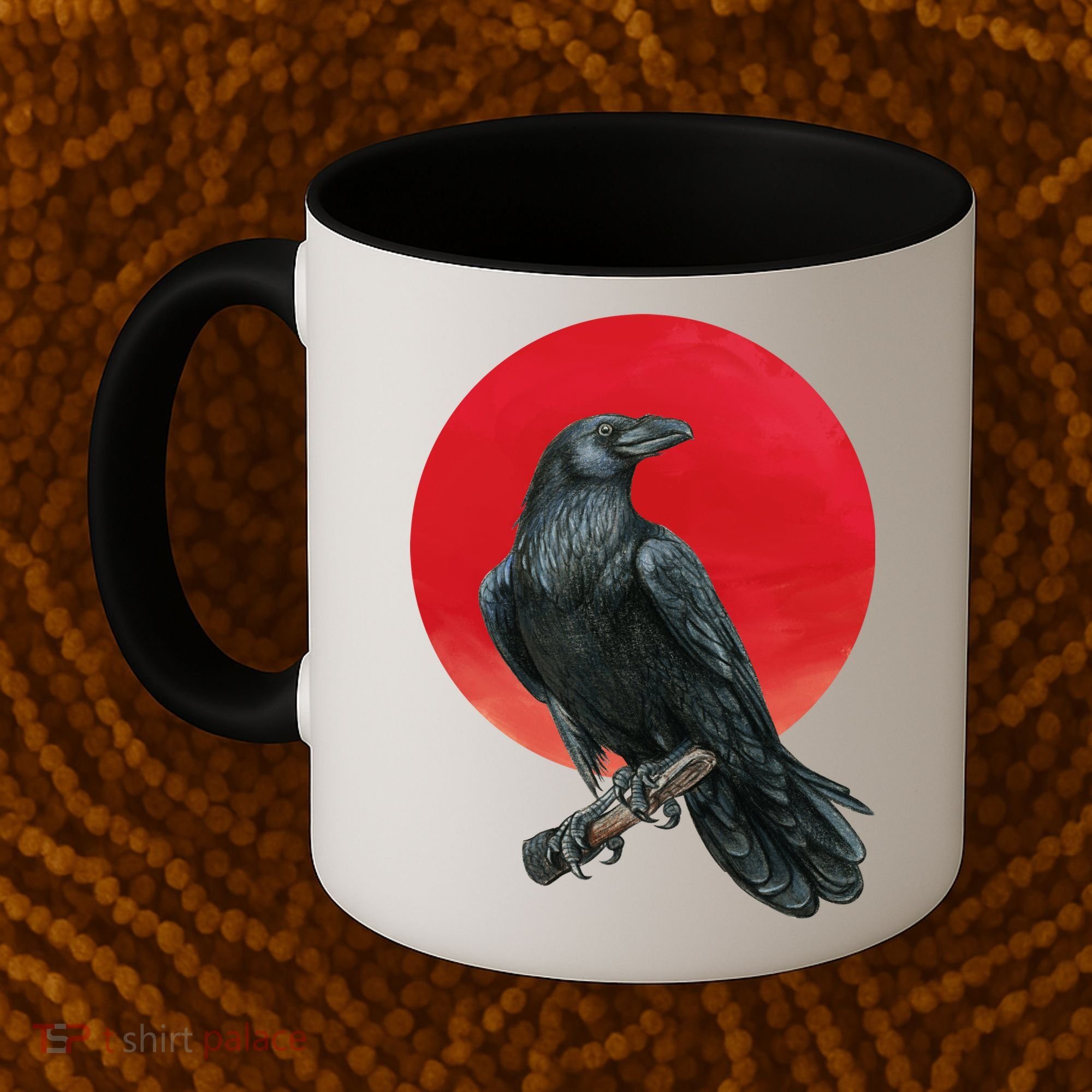Black Crow Red Moon Coffee Mug