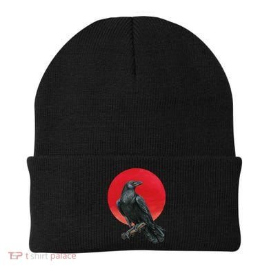 Black Crow Red Moon Beanie