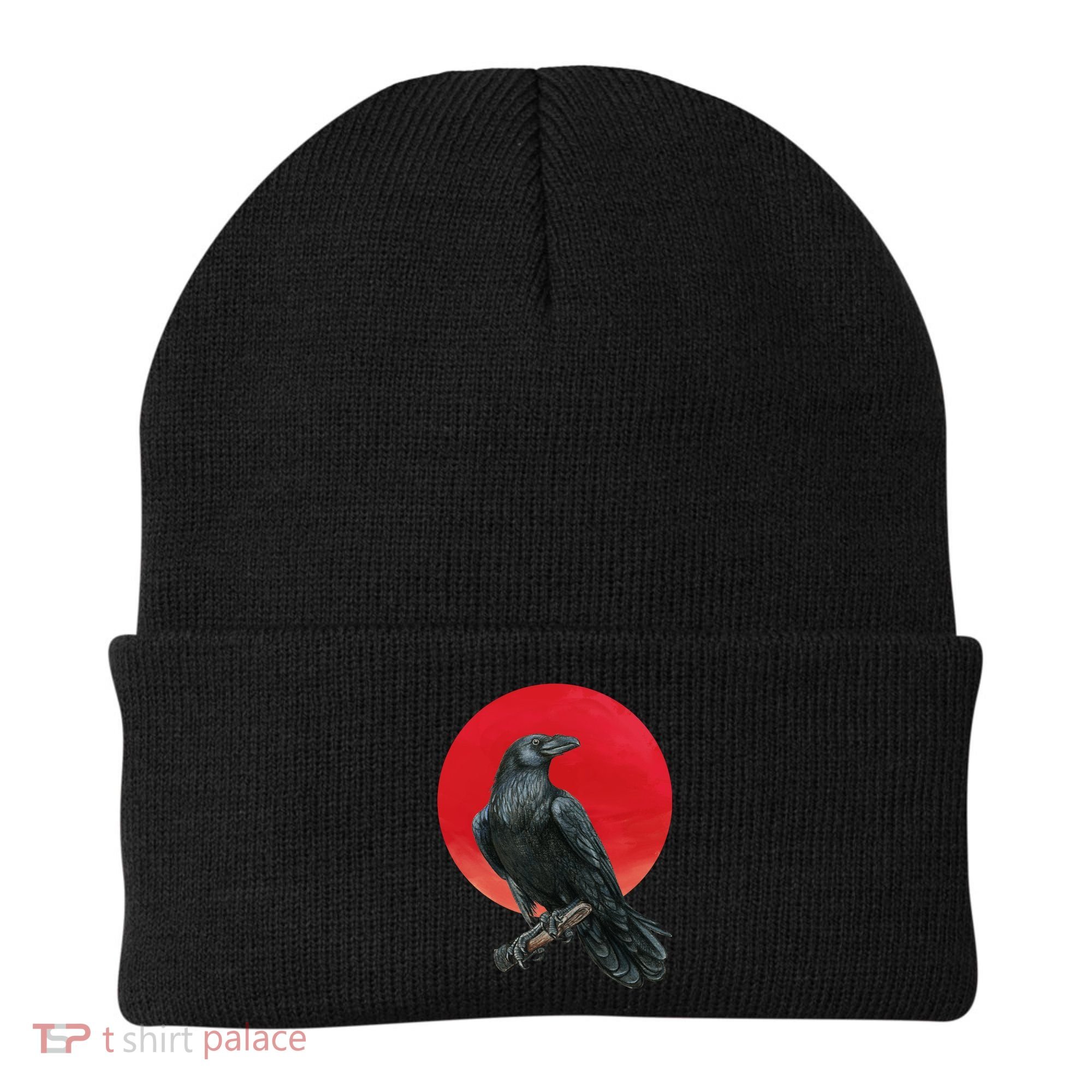 Black Crow Red Moon Beanie