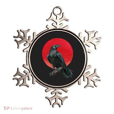 Black Crow Red Moon Ornament