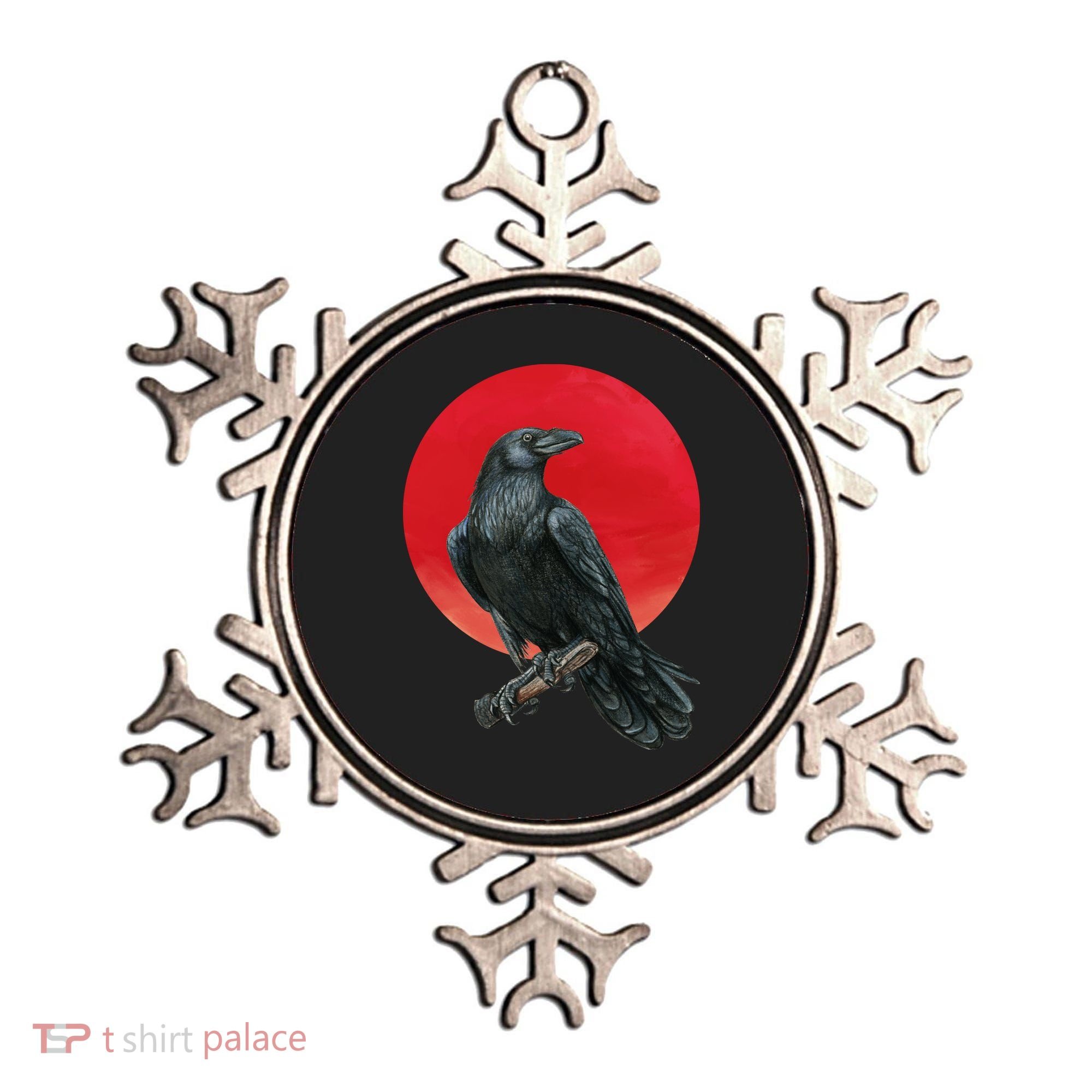 Black Crow Red Moon Ornament