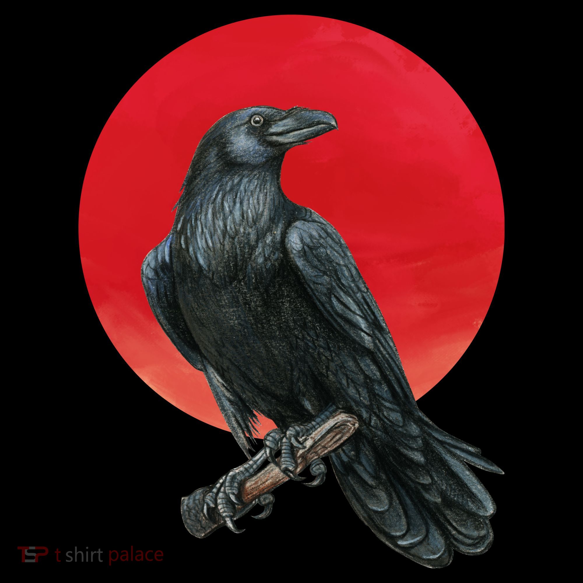 Black Crow Red Moon Ornament
