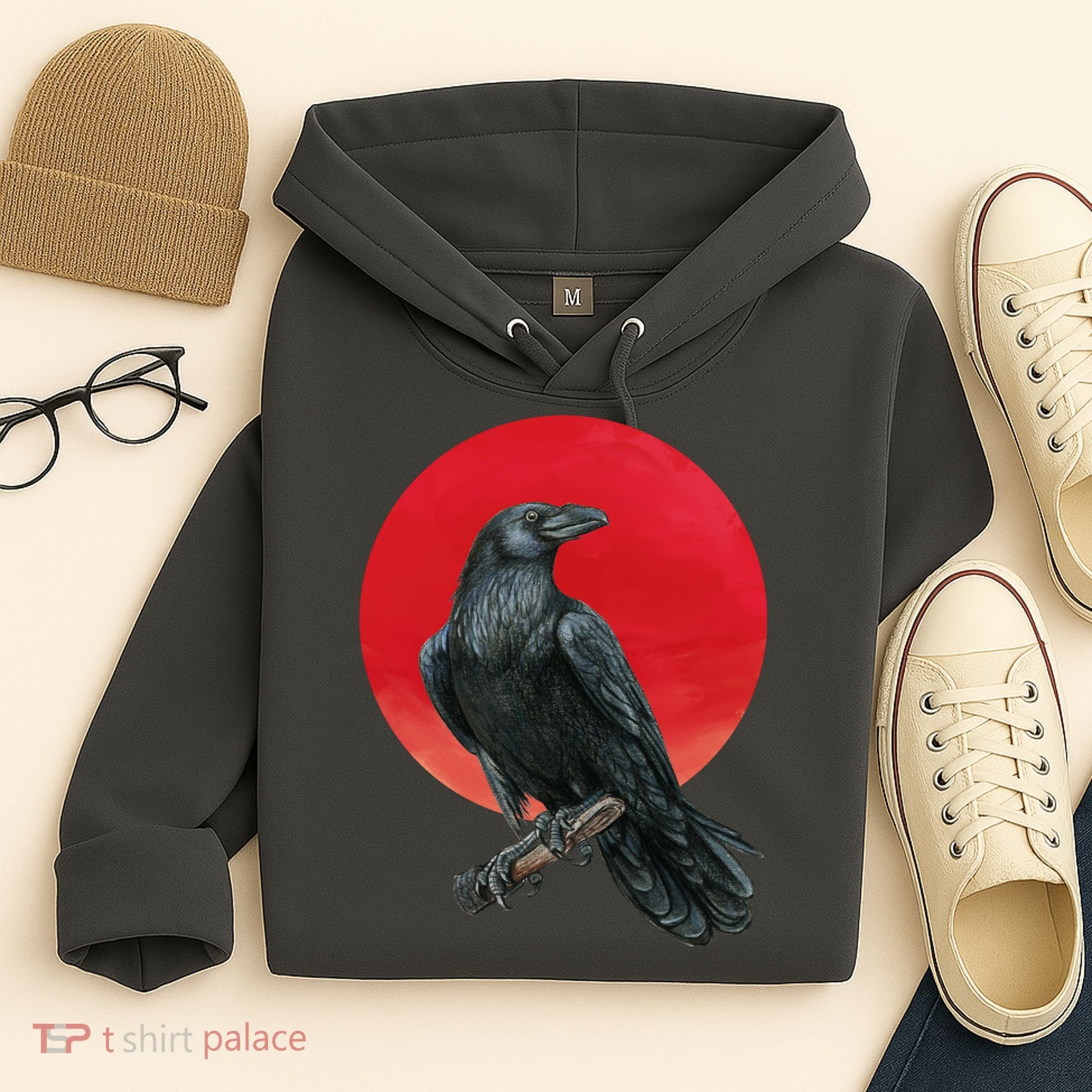 Black Crow Red Moon Hoodie