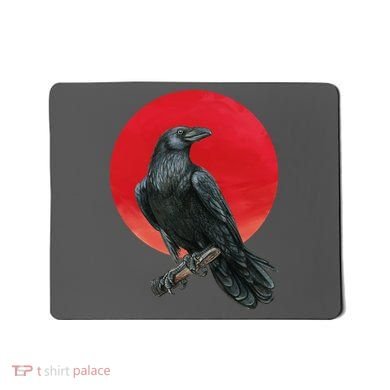Black Crow Red Moon Mousepad