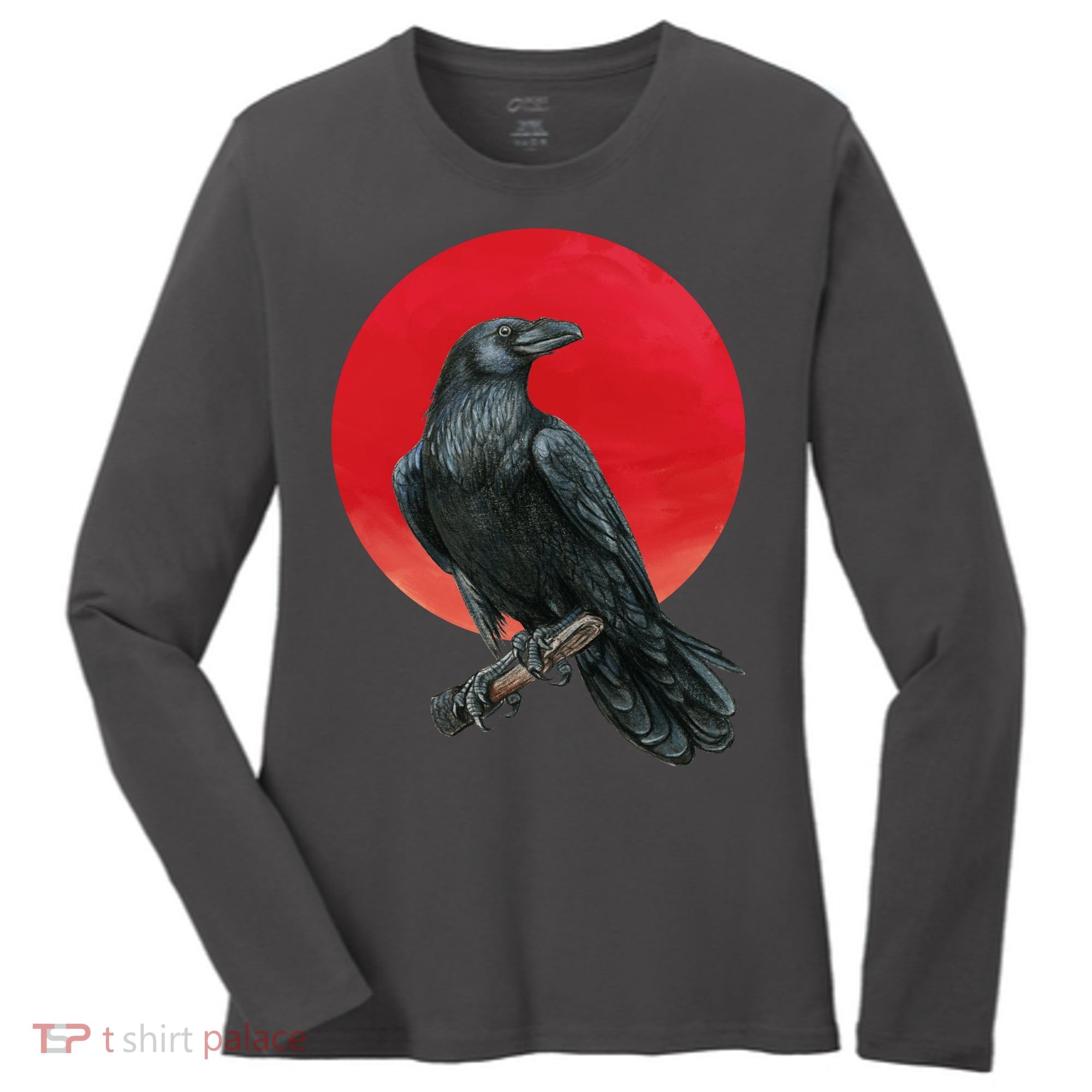 Black Crow Red Moon Women's Long Sleeve Shirt