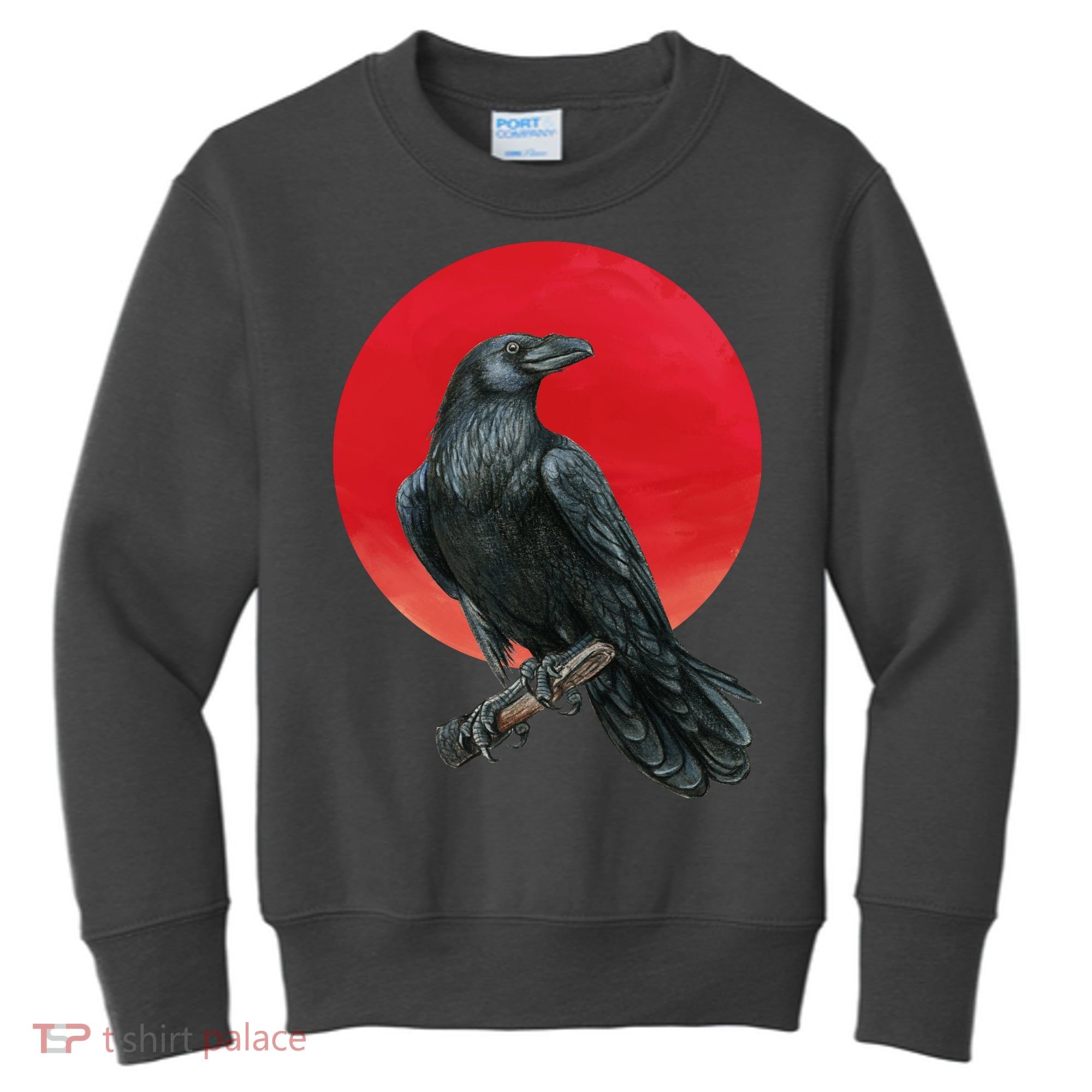 Black Crow Red Moon Kids Sweatshirt