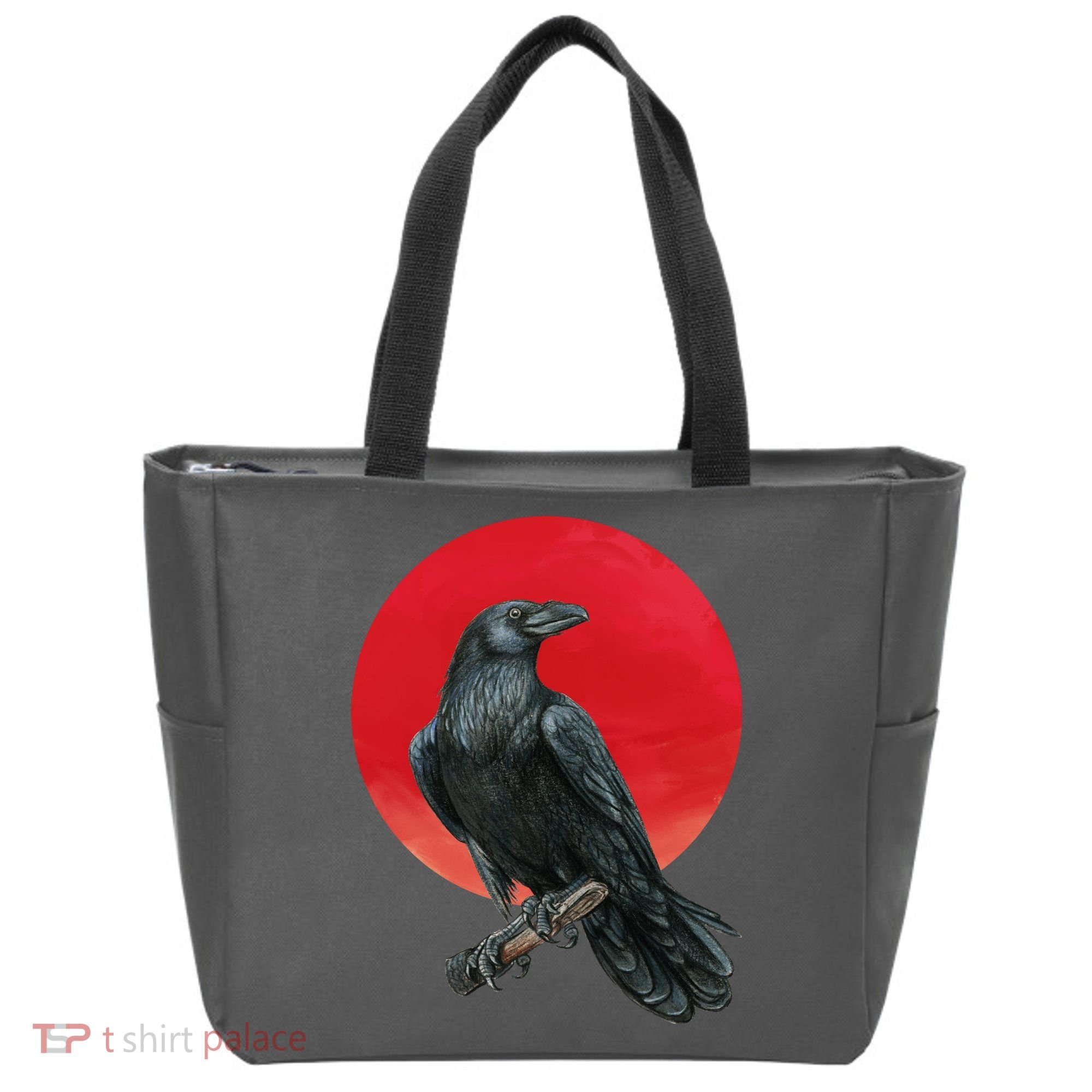 Black Crow Red Moon Tote Bag