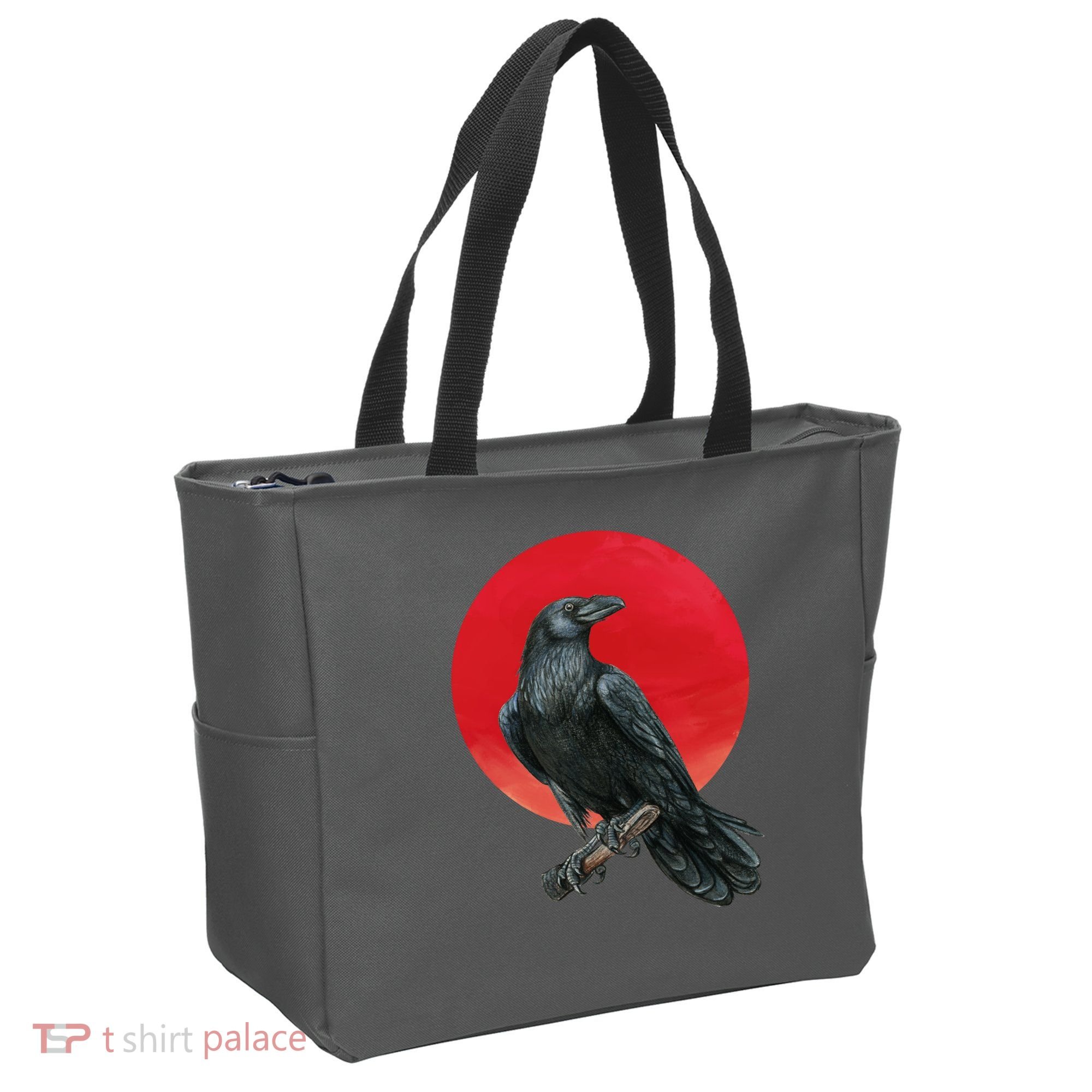 Black Crow Red Moon Tote Bag
