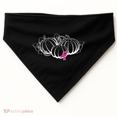 Breast Cancer Ribbon Pumpkin Fall USA-Made Doggie Bandana