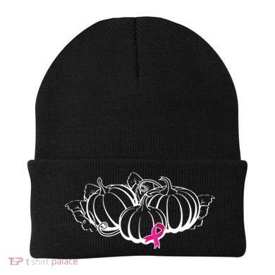 Breast Cancer Ribbon Pumpkin Fall Beanie