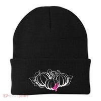 Breast Cancer Ribbon Pumpkin Fall Beanie thumb 0