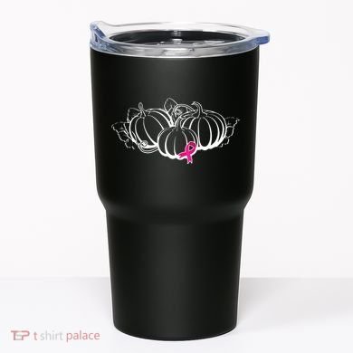 Breast Cancer Ribbon Pumpkin Fall Tumbler