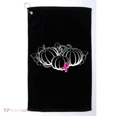 Breast Cancer Ribbon Pumpkin Fall Golf Towel