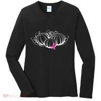 Breast Cancer Ribbon Pumpkin Fall Women's Long Sleeve Shirt thumb 0