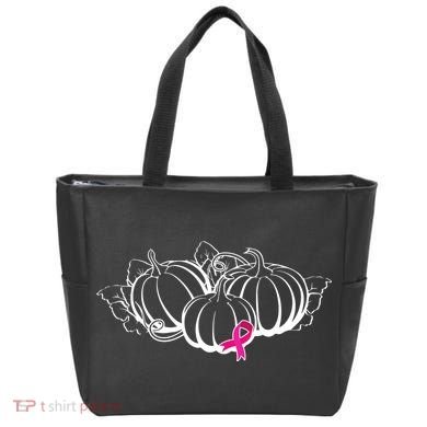Breast Cancer Ribbon Pumpkin Fall Tote Bag