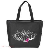 Breast Cancer Ribbon Pumpkin Fall Tote Bag thumb 0