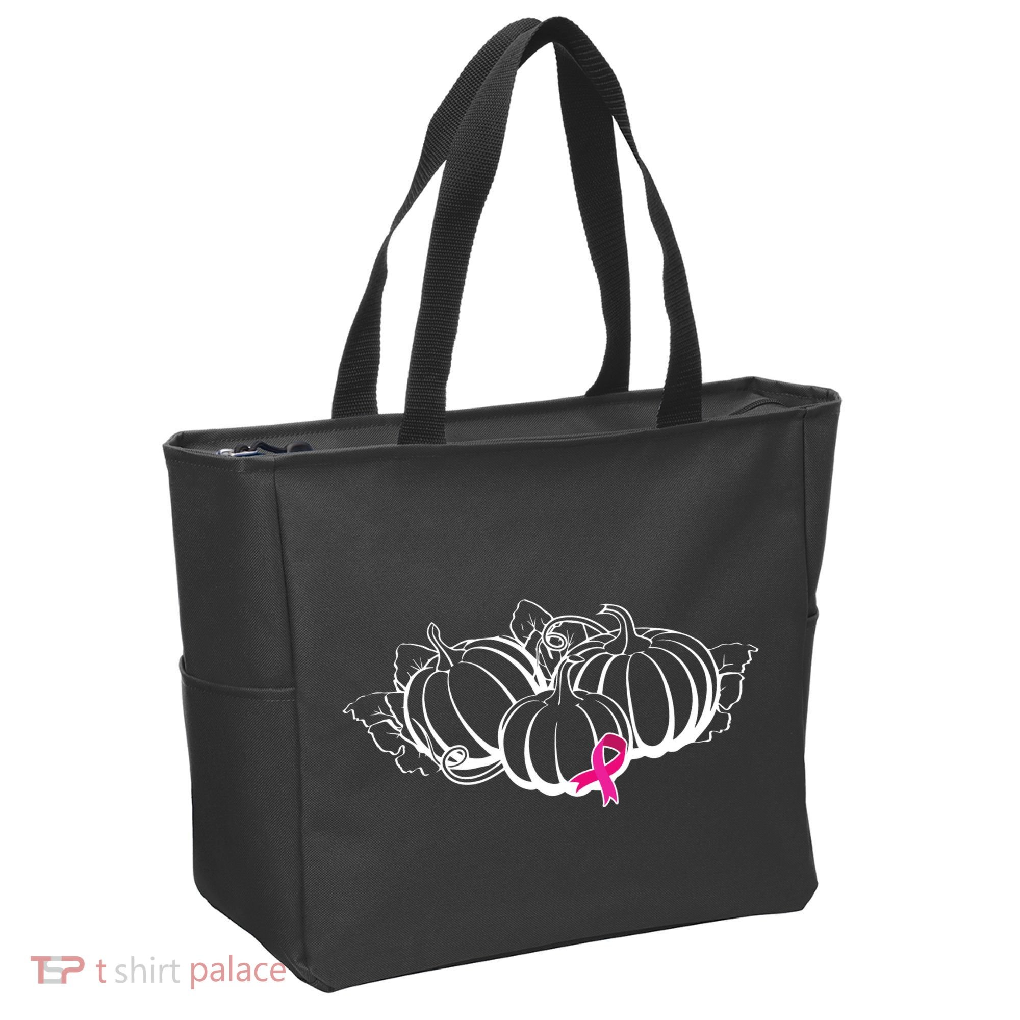 Breast Cancer Ribbon Pumpkin Fall Tote Bag