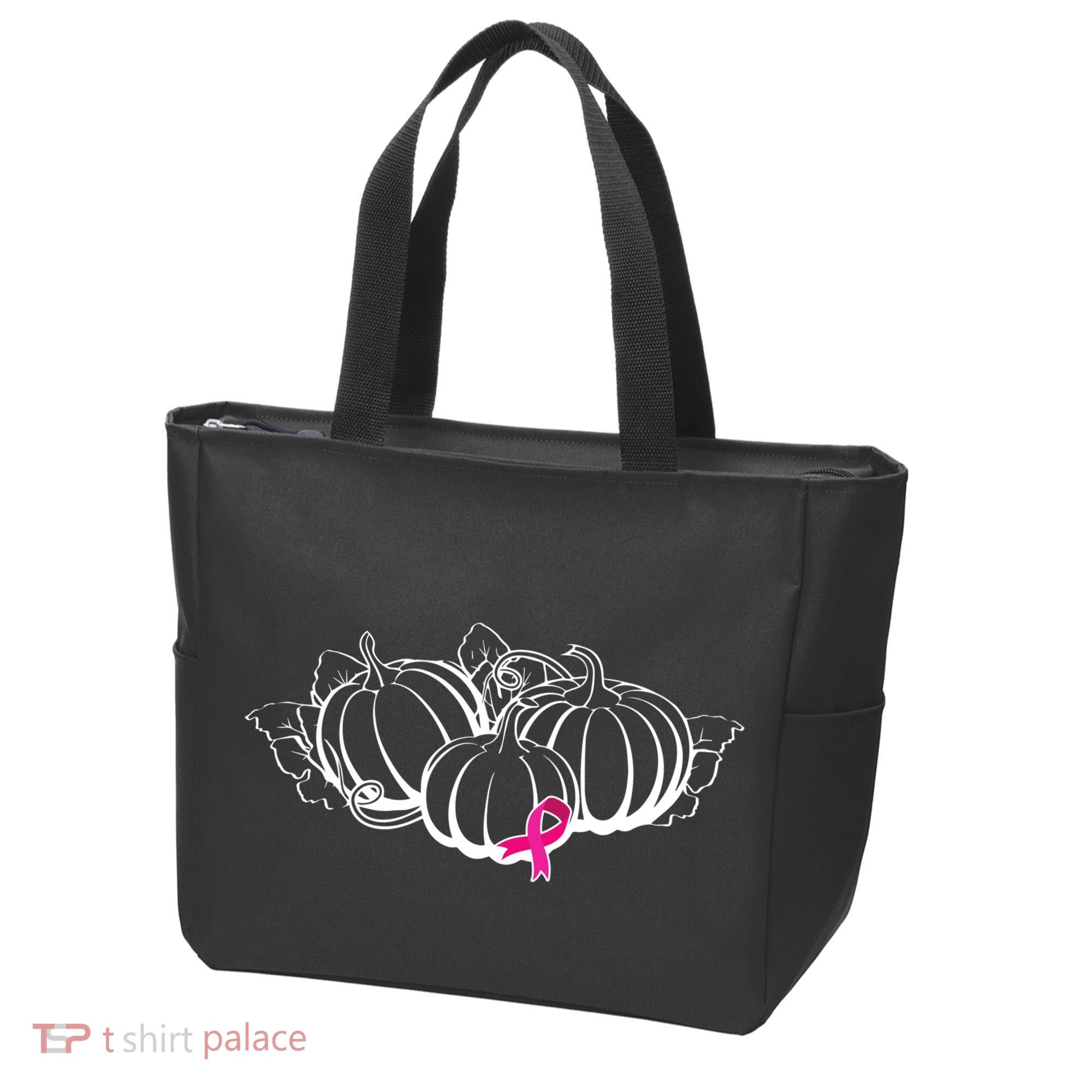 Breast Cancer Ribbon Pumpkin Fall Tote Bag