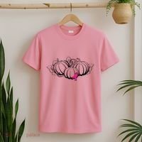 Breast Cancer Ribbon Pumpkin Fall T-Shirt thumb 2